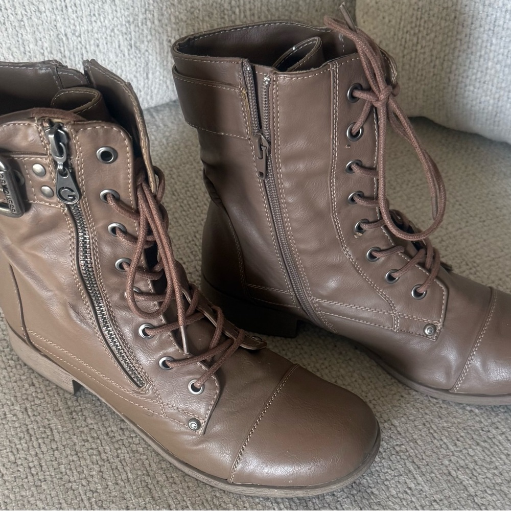 Brown Lace-Up Ankle Boots